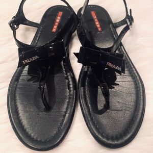 Prada Patent Leather Bow Sandal